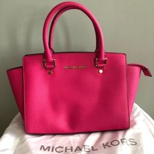 Michael Kors Medium Selma Leather Satchel - Raspberry